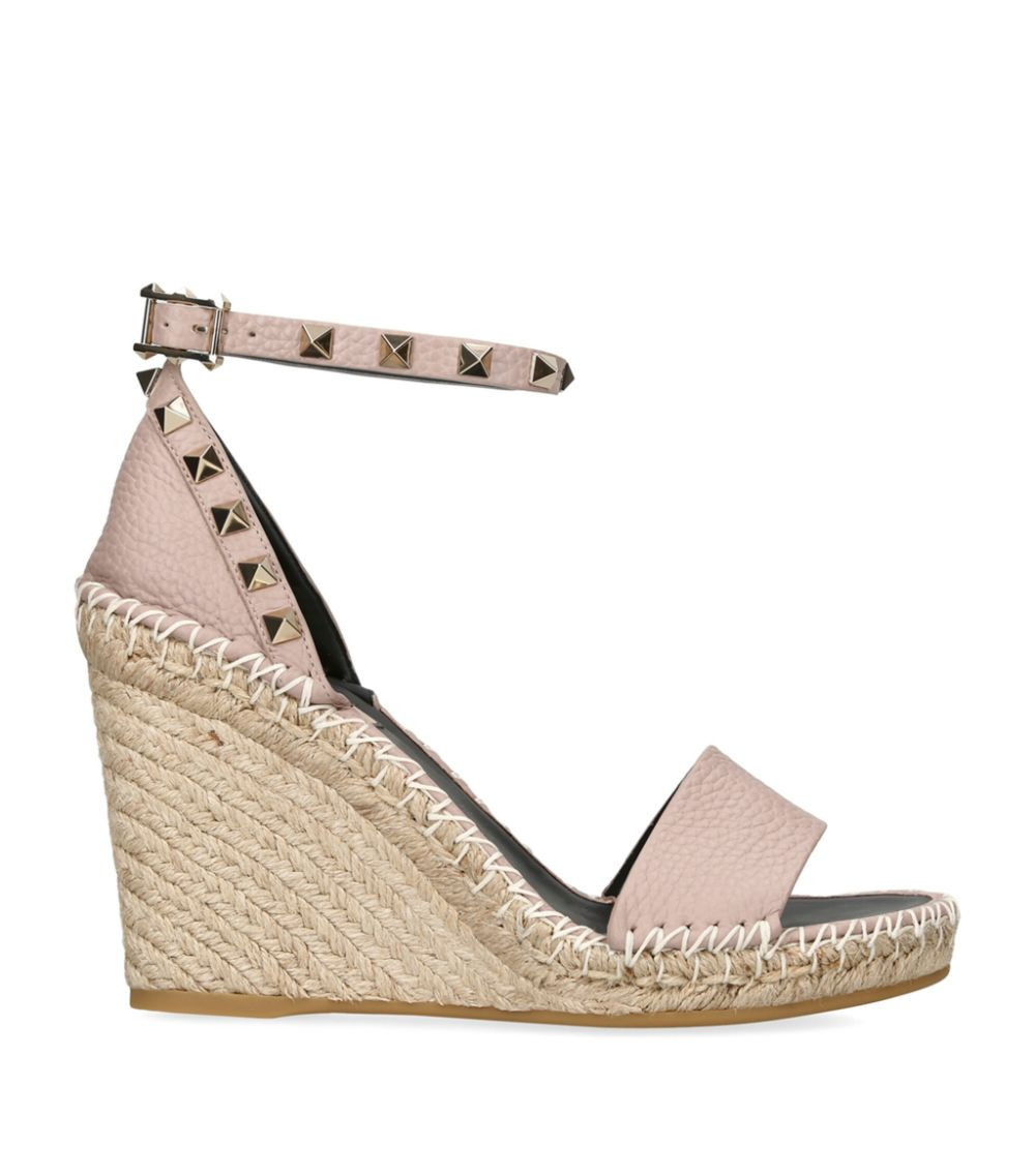 Leather Rockstud Espadrille Wedges 105 | Harrods