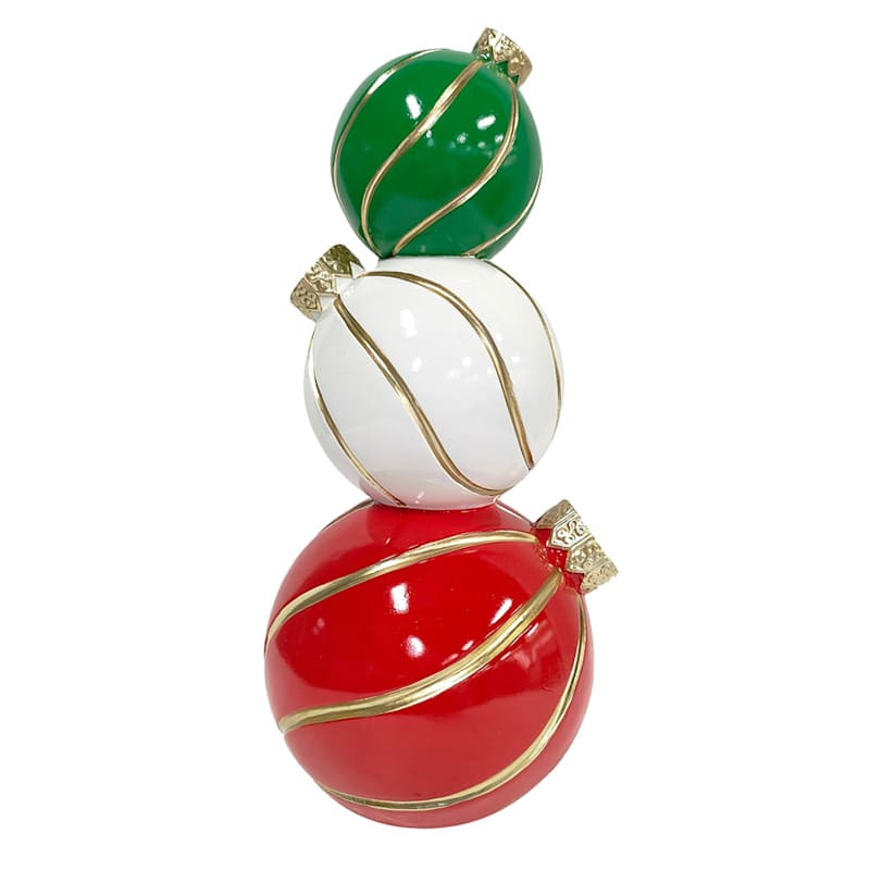 Red Green & White Stacked Balls D\u00e9cor, 15.5" | At Home