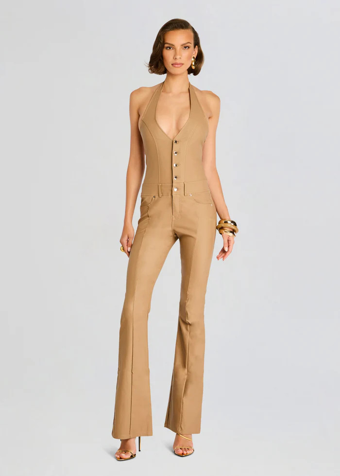 Cynthia Coated Denim Jumpsuit | Retrofete