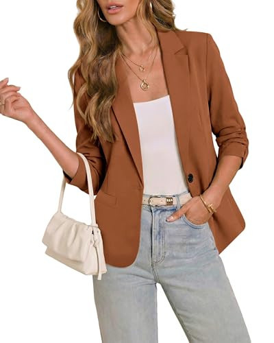 LookbookStore Womens Business Casual Outfits for Work Business Casual Outfits for Women Plus Size Women Blazers Formal Jacket for Evening Dresses Brown Sugar Size Medium Fits Size 8 / Size 10 | Amazon (US)