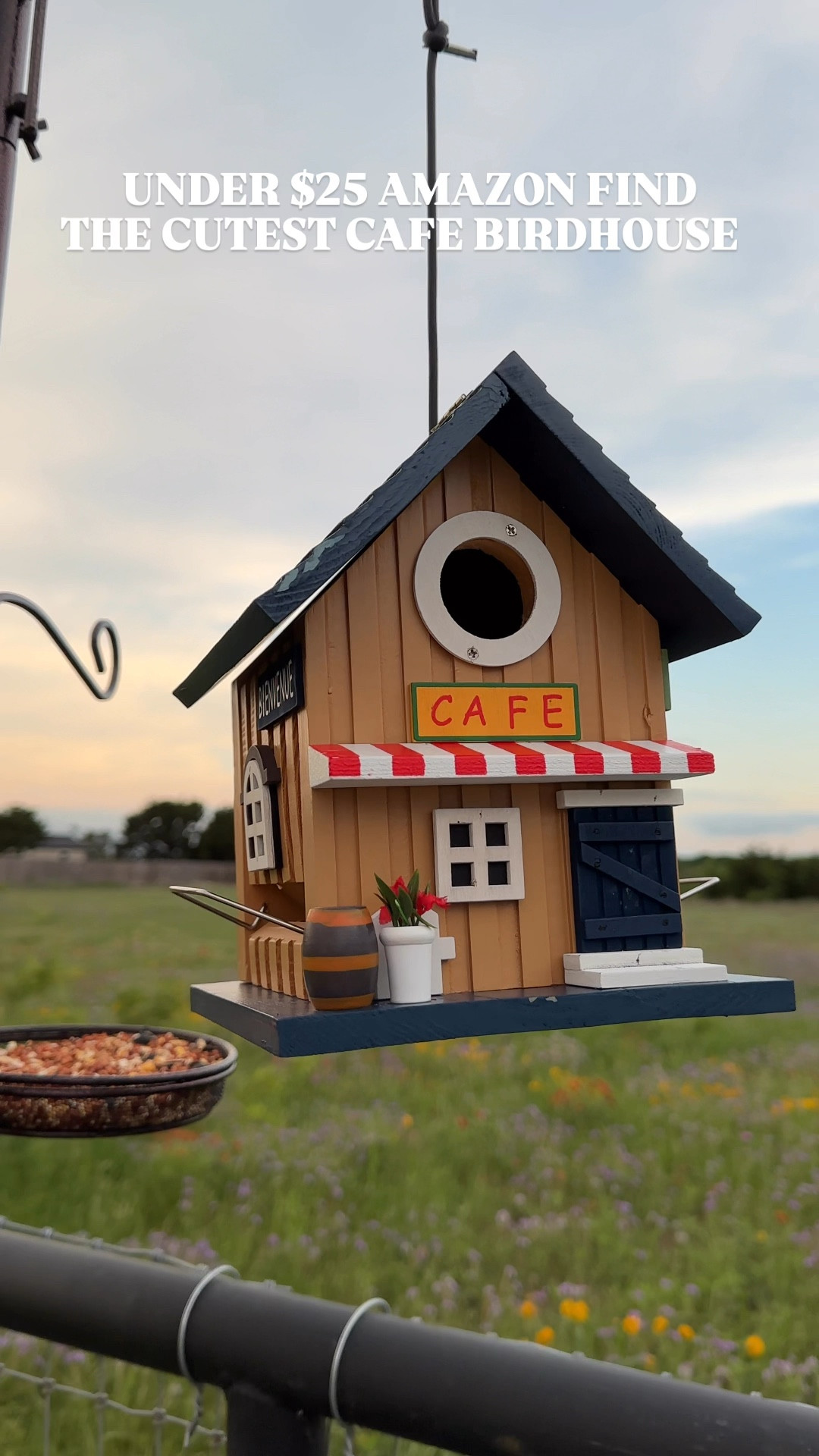 The cutest little cafe themed birdhouse! This is an under $25 Amazon find and looks SO cute in our backyard for all the cute little birdies 🕊️ 

Amazon spring finds, Amazon home decor finds, Amazon outdoor finds, Amazon backyard finds, bird feederrs

#LTKHome #LTKSeasonal #LTKFindsUnder50