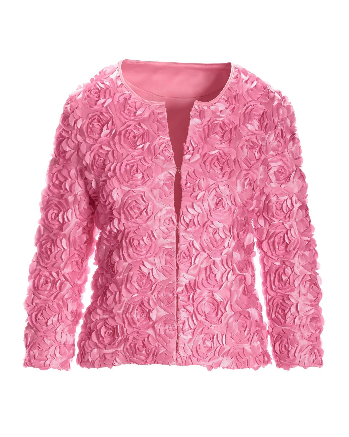 Rosette three quarter sleeve Jacket Begonia Pink | Boston Proper