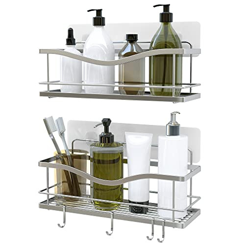 KINCMAX Shower Caddy Bathroom Shelf, No Drilling Traceless Adhesive Bathroom Storage Organizer, SUS3 | Amazon (US)