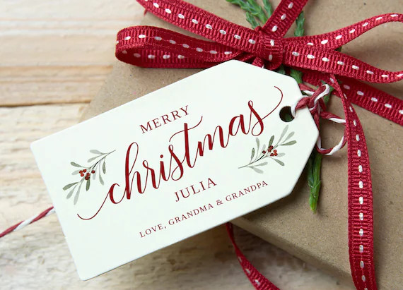 Personalized Printable Christmas Gift Tags Template | Watercolor Holiday Ivy Gift Tags | Edit Onl... | Etsy (US)