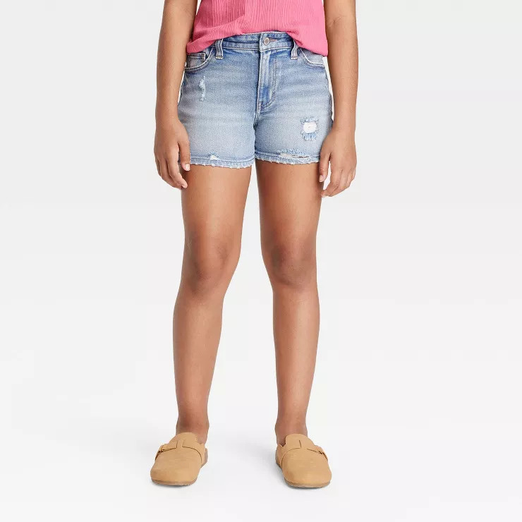 Girls' High-Rise Midi Jean Shorts - art class™ | Target