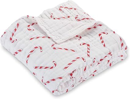 LollyBanks 100% Cotton Muslin Quilt, Large Christmas Candy Cane Throw | Boy, Girl or Gender Neutr... | Amazon (US)