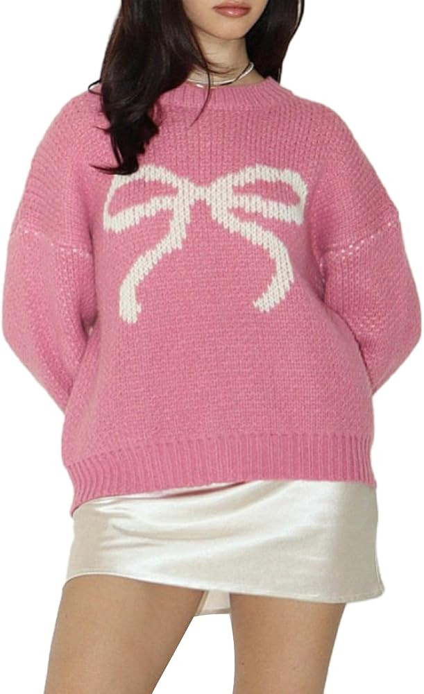 Women Y2K Graphic Knit Sweater Lobster Print Long Sleeve Loose Fit Sweater Vintage Oversized Pull... | Amazon (US)