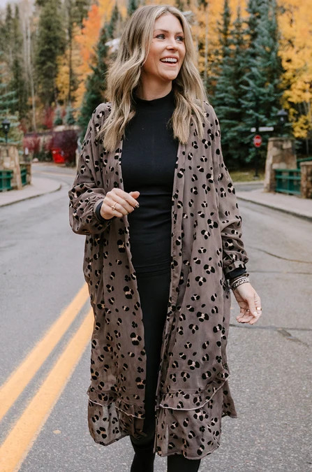 Alpine Lane Leopard Kimono | Amaryllis Apparel