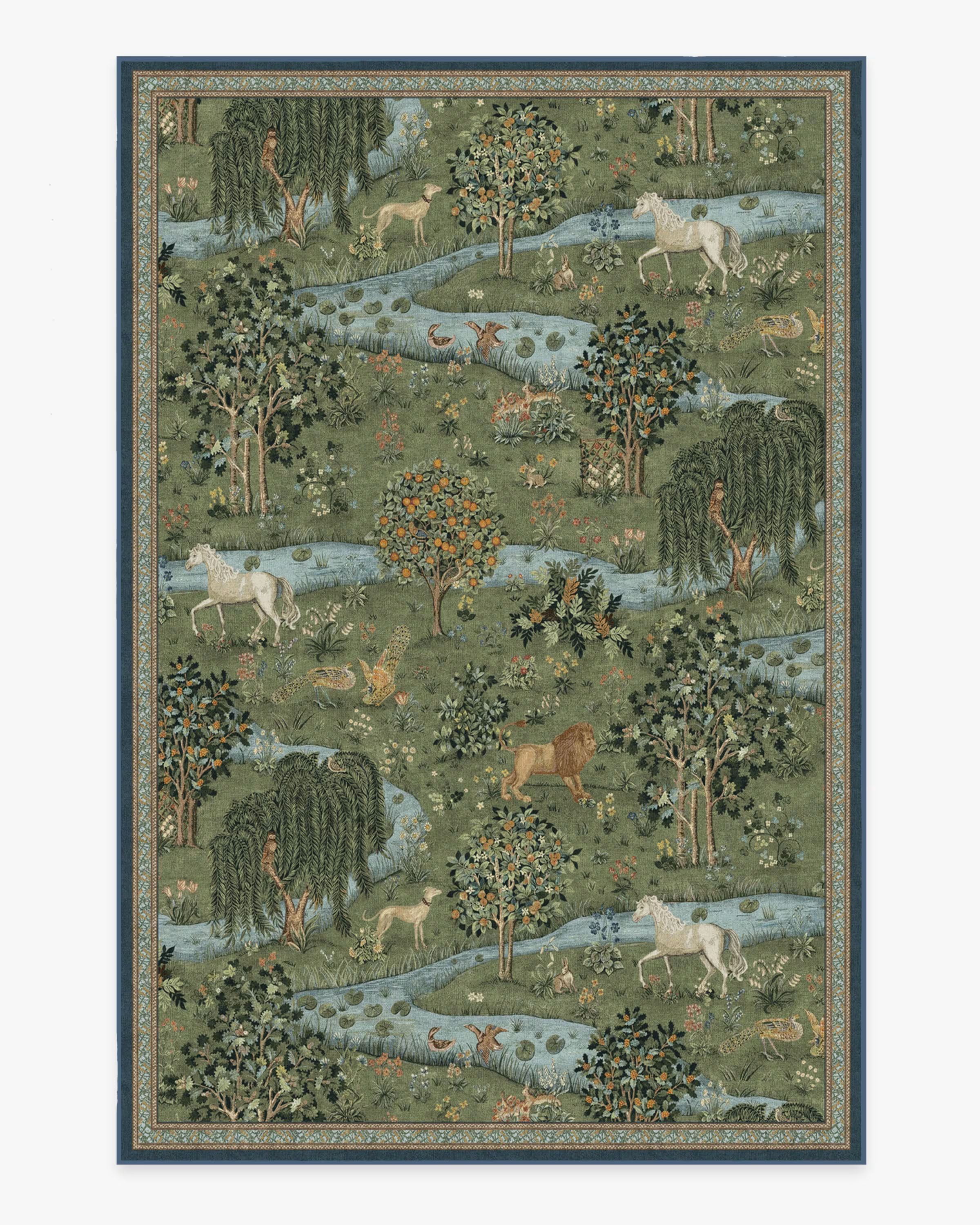 Morris & Co. Owl & Willow Green Tufted Rug | Ruggable