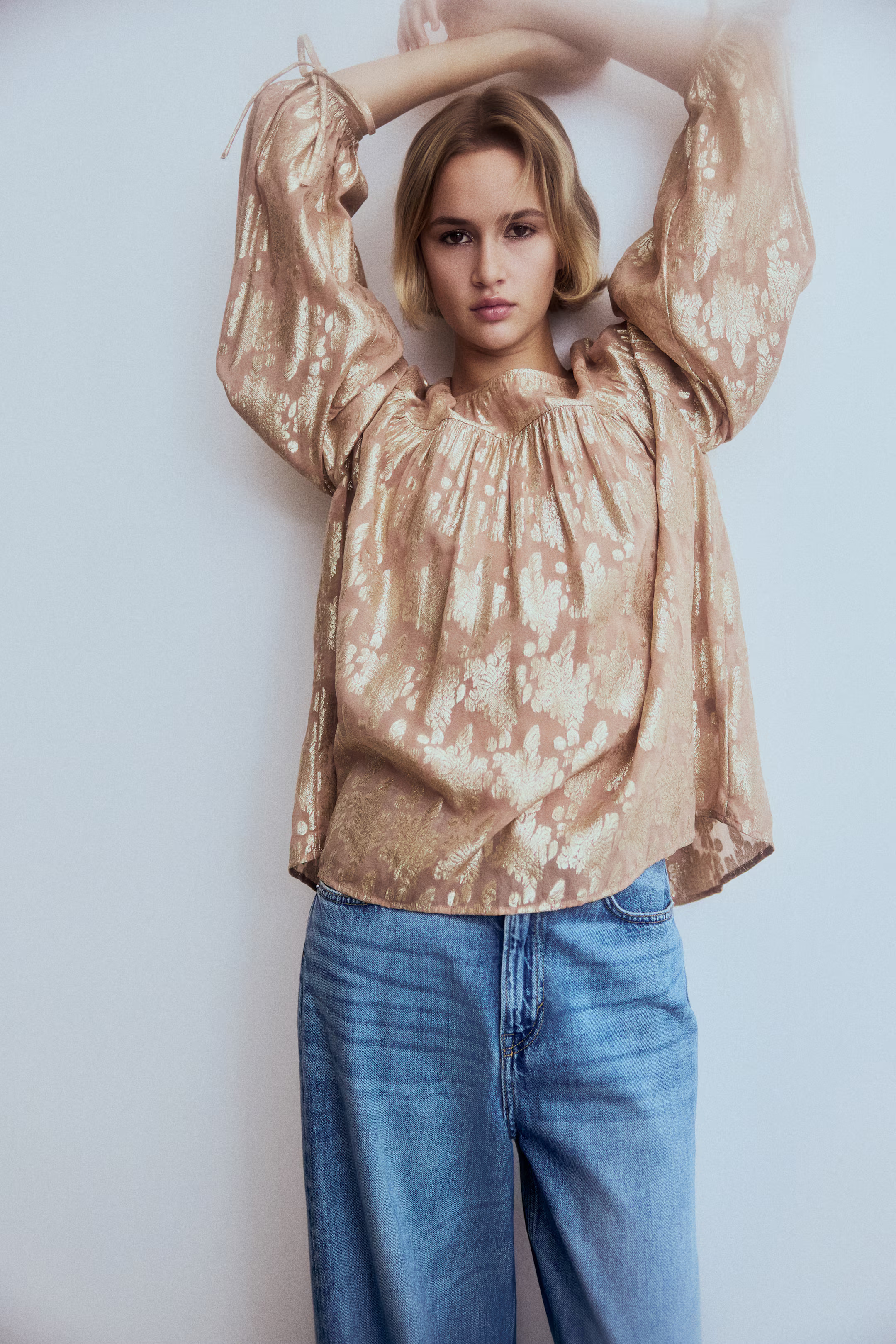 Oversized jacquard-weave blouse | H&M (US + CA)