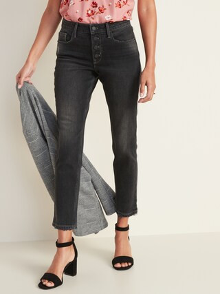 High-Waisted Power Slim Straight Button-Fly Ankle Jeans for Women | Old Navy (US)