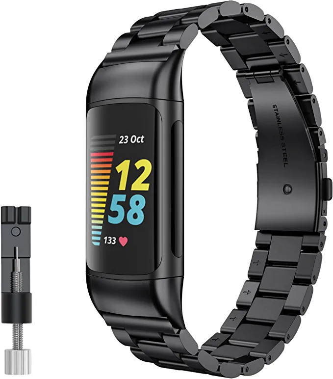 Fintie Metal Bands Compatible with Fitbit Charge 5, Solid Stainless Steel Strap Replacement Wrist... | Amazon (US)