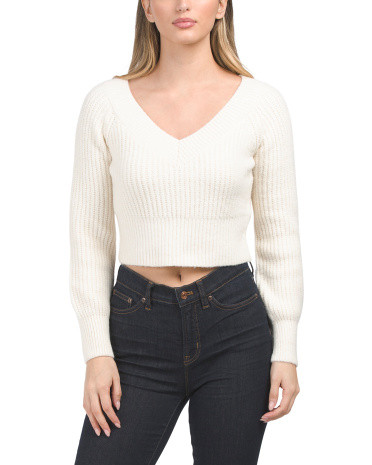 Long Sleeve V-neck Off Shoulder Pullover | TJ Maxx