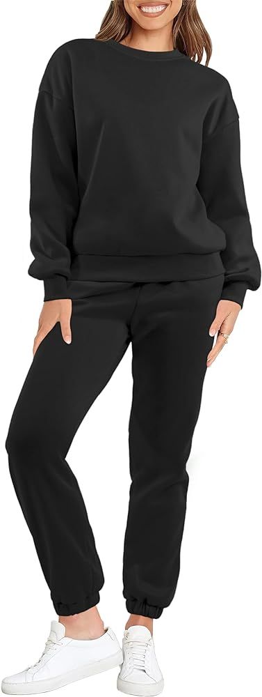 Amoretu Women's 2 Piece Outfits Lounge Set Oversized Long Sleeve Pullover Sweatshirt Jogger Pants... | Amazon (US)