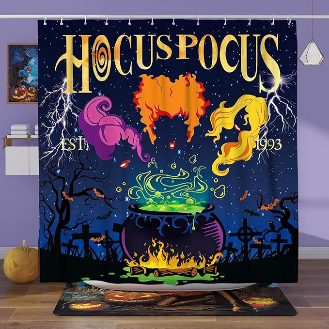 DESIHOM Halloween Shower Curtains for Bathroom Hocus Pocus Shower Curtain Three Witchy Theme Hall... | Amazon (US)