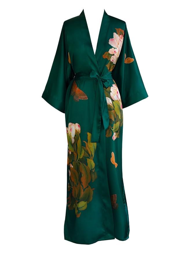 Old Shanghai Women's Kimono Robe Long - Watercolor Floral | Amazon (US)