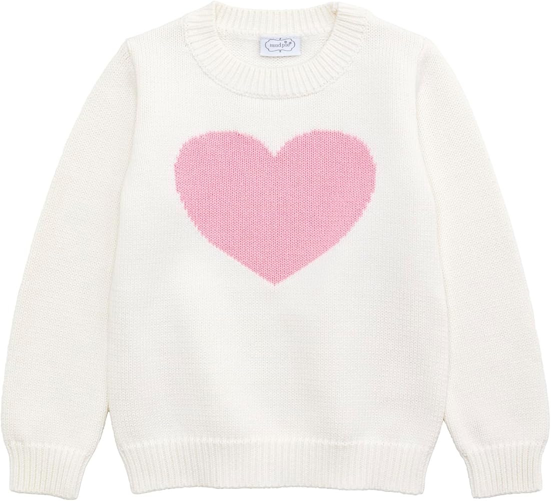 Mud Pie Girls Kids Valentine's Day Heart Intarsia Sweater | Amazon (US)
