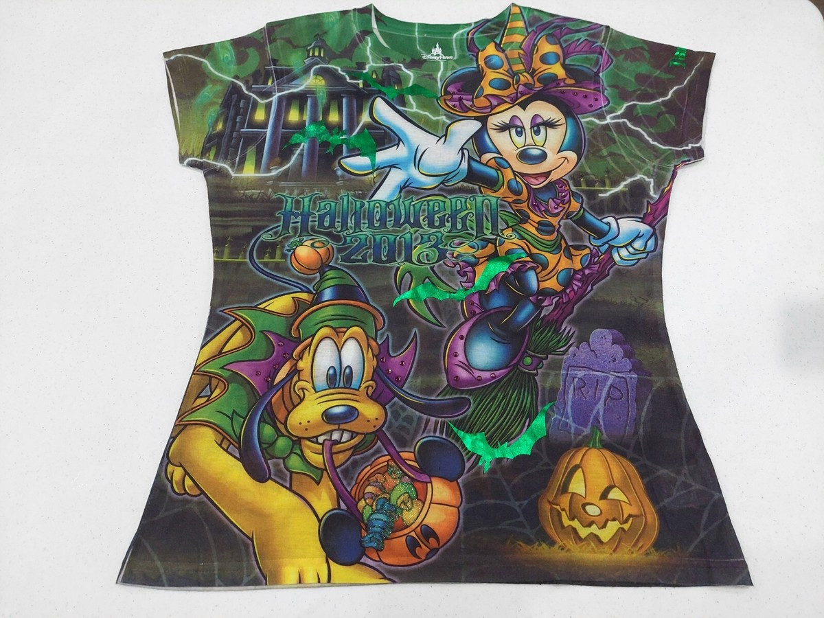 Disney Parks Mickey Haunted Mansion Halloween 2013 All Over Print T-Shirt Size L  | eBay | eBay US