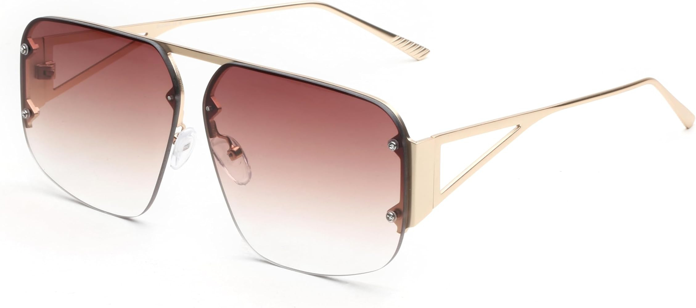 Trendy Sunglasses for Women Men UV Protection Shade Metal Rimless Frame Gafas De Sol Lentes De So... | Amazon (US)