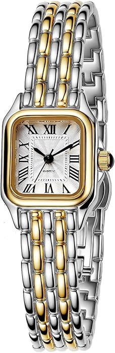 BESTKANG Watches for Women Vintage Square Classic Luxury Watch with Roman Numerals Dial Gold Silv... | Amazon (US)