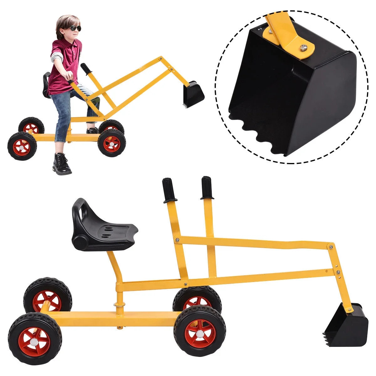 Gymax Heavy Duty Kid Ride-on Sand Digger Excavator Digging Scooper Toy 4-Wheel | Walmart (US)