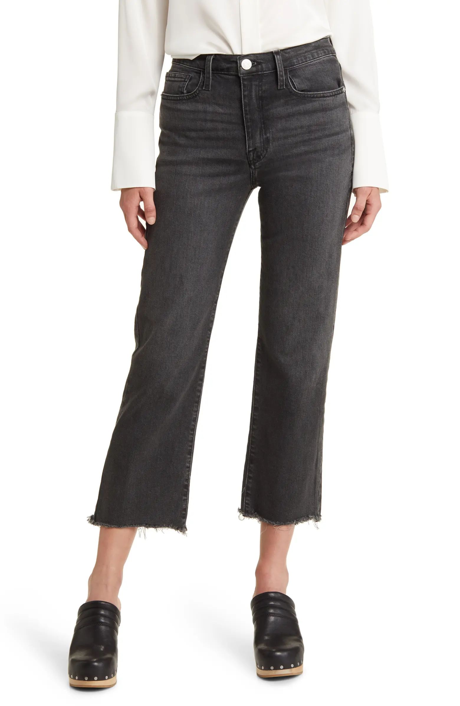 FRAME Le Jane Frayed Crop Straight Leg Jeans | Nordstrom | Nordstrom