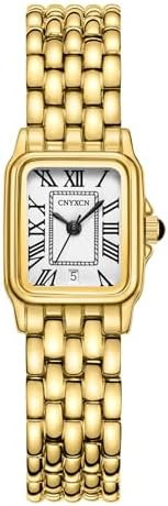Gold Watches for Women with Rectangular Case,Roman Dial,Vintage Bracelet,Water Resistant | Amazon (US)