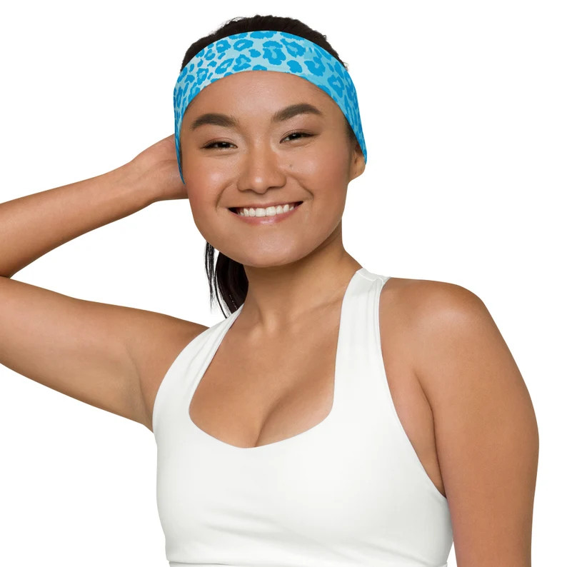 Betsey Cyan Blue Leopard Print Headband to Match Our Line of Everyday, Yoga and Athletic Wear - E... | Etsy (US)
