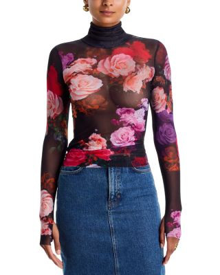 Afrm Zadie Turtleneck Mesh Top | Bloomingdale's (US)