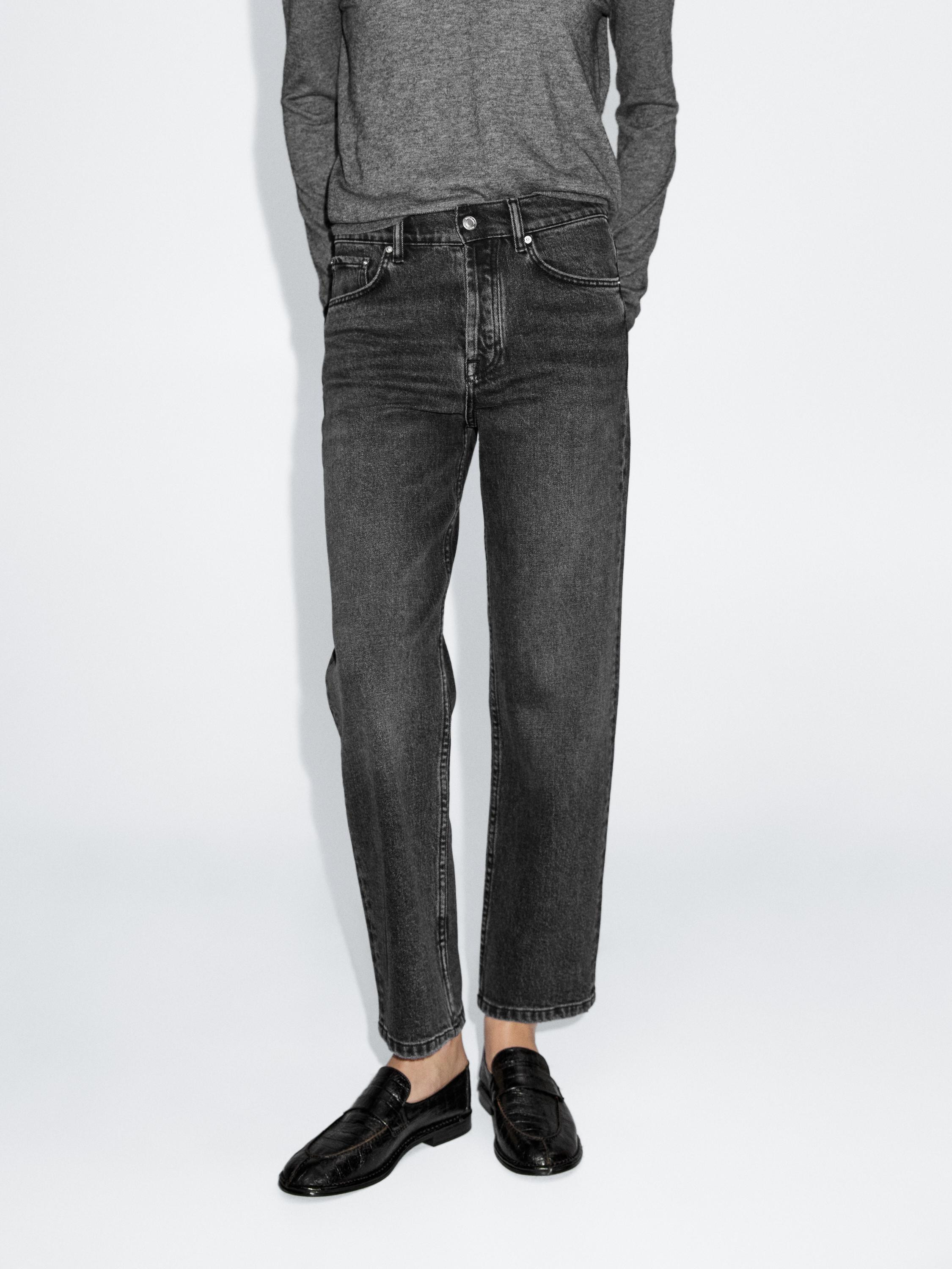 Straight-leg high-waist jeans | Massimo Dutti UK