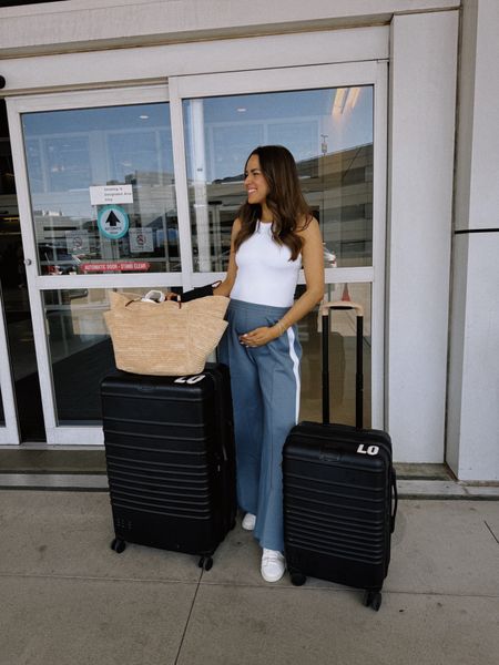 Off on our babymoon! 👶🏻🌙 Here is today’s travel outfit. ✈️These pants are SO comfy & chic. Already got so many compliments today! I ordered another color this morning because they are currently 15% off. There are tons of colors! I’m in a size M for the bump. Otherwise would have done a S. 

#LTKSaleAlert #LTKActive #LTKTravel