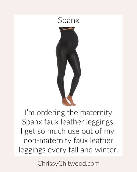 I’m ordering the maternity Spanx faux leather leggings. I get so much use out of my non-maternity faux leather leggings every fall and winter.

Maternity fashion, Spanx Mama, maternity clothes, legging

#LTKSeasonal #LTKbump #LTKstyletip