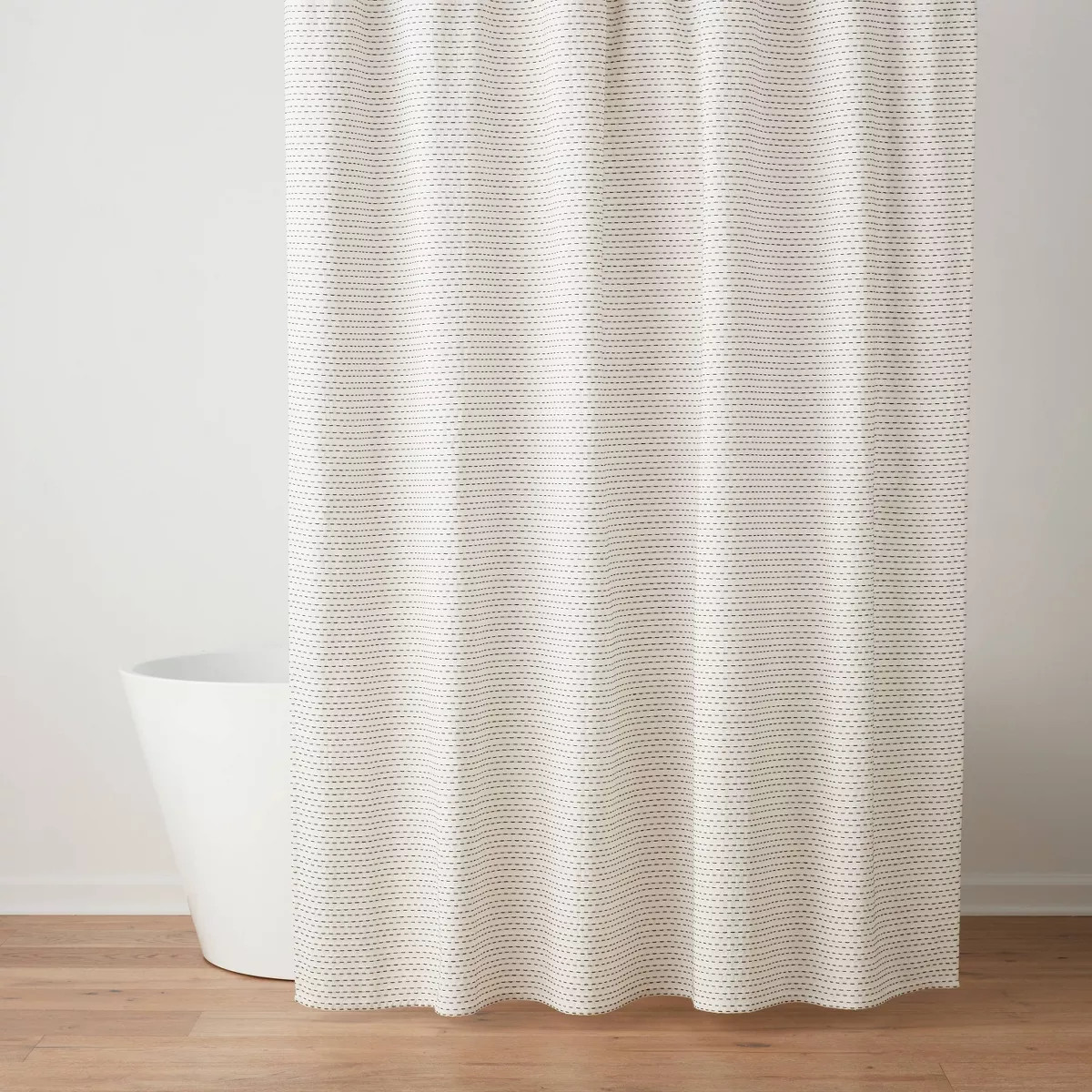 Woven Dotted Line Shower Curtain - Threshold™: Cotton Fabric, Buttonhole Top, Machine Washable | Target