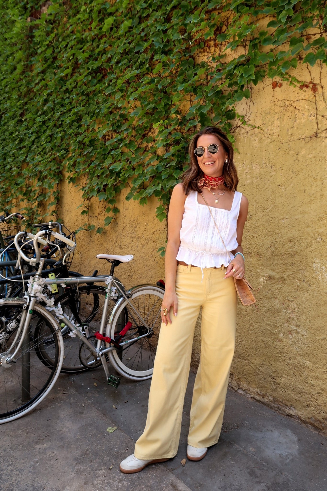 Barcelona Spain day 1 outfit! Size down in the $12 tank. Jeans fit TTS! Size down .5 in the samba sneakers 

#LTKTravel #LTKSaleAlert