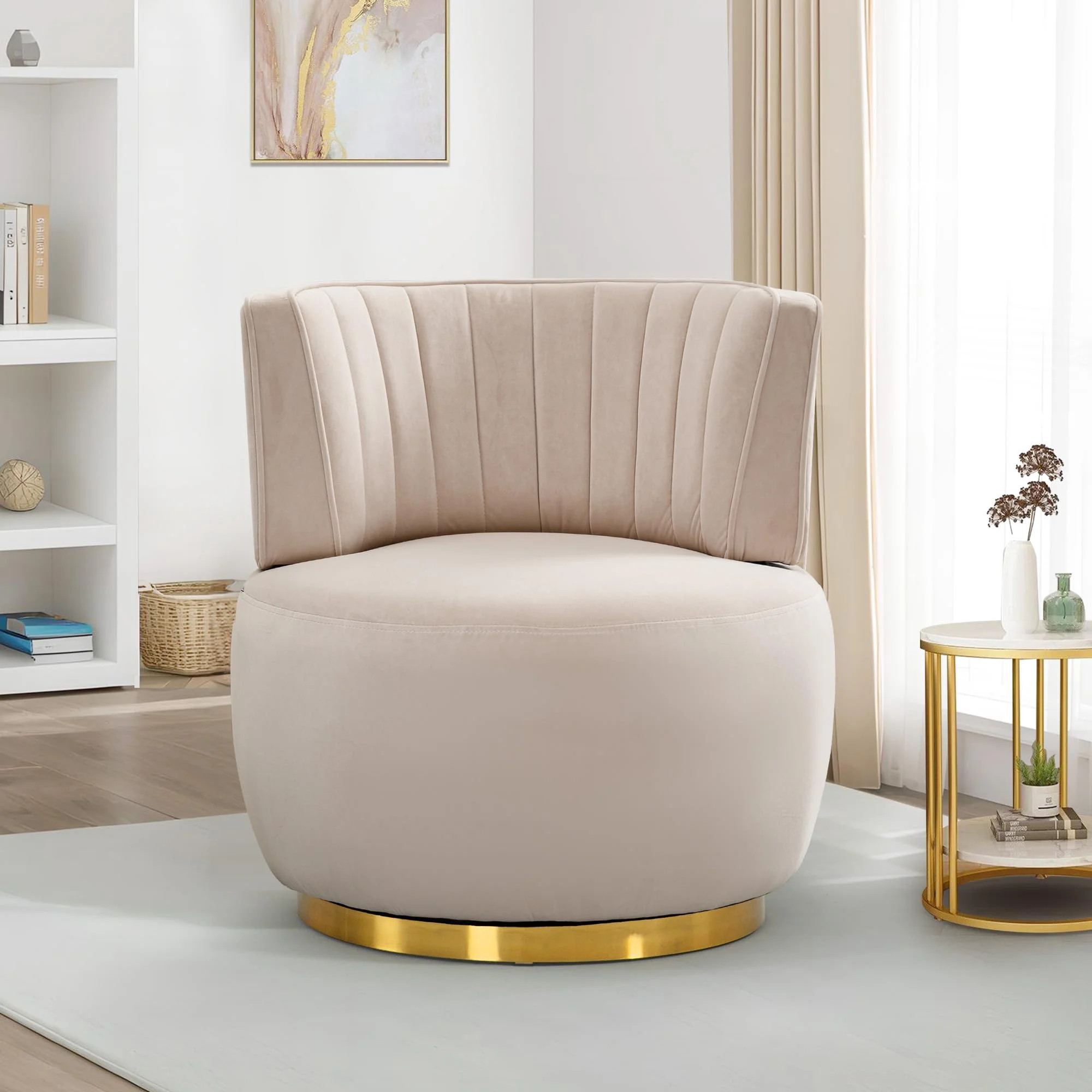 Aukfa 360-Degree Swivel Barrel Chair, Modern Velvet Round Accent Chair for Nursery and Living Roo... | Walmart (US)