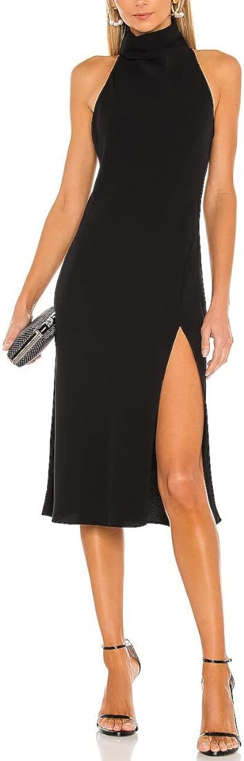 ALENDA DANMOS Women's Halter High Neck Elegant Sleeveless Midi Club Dress High Side Slit Bodycon ... | Amazon (US)