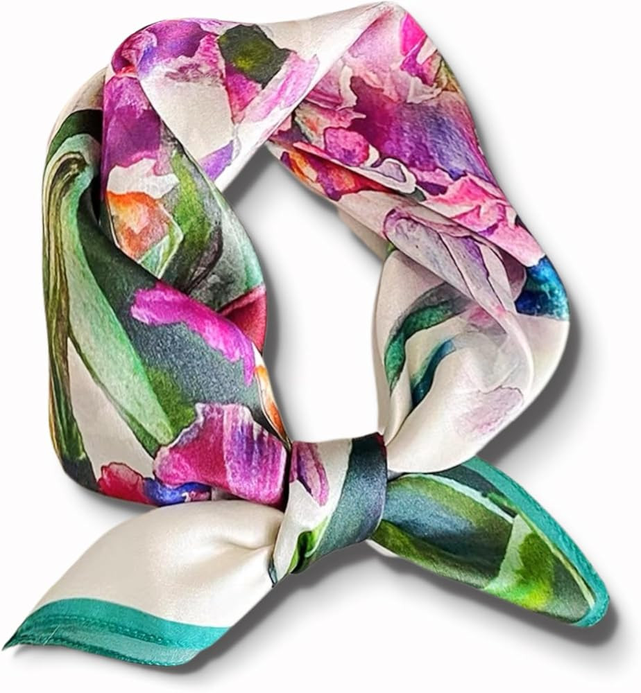 PoeticEHome 100% Mulberry Silk Neck Scarf 21"x21" Small Square Scarfs for Women Gift Packed | Amazon (US)