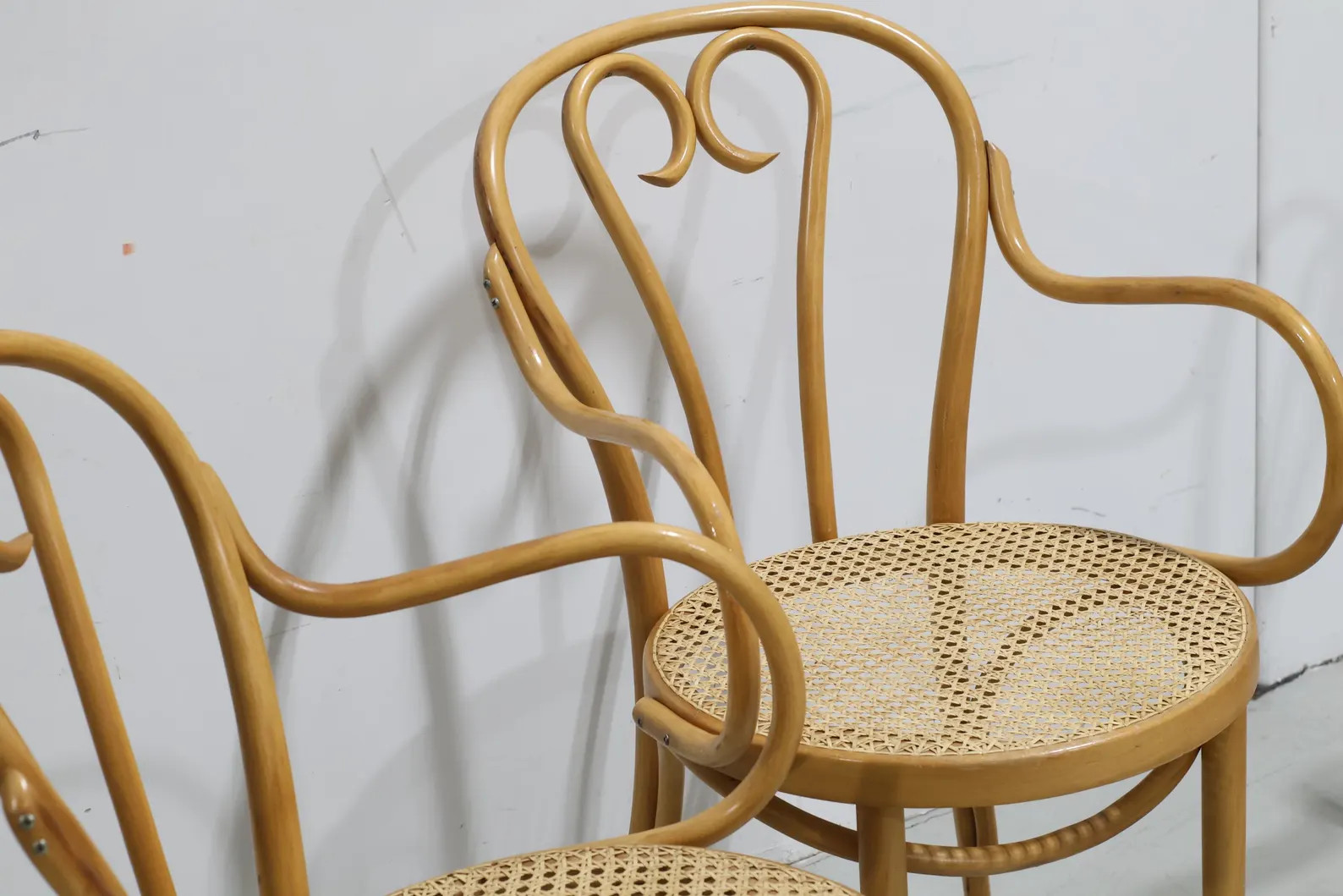 Thonet Style Bentwood Cane Armchairs Set of 3, Vintage Curved Wood Bistro Cafe Chairs | Etsy (Global)