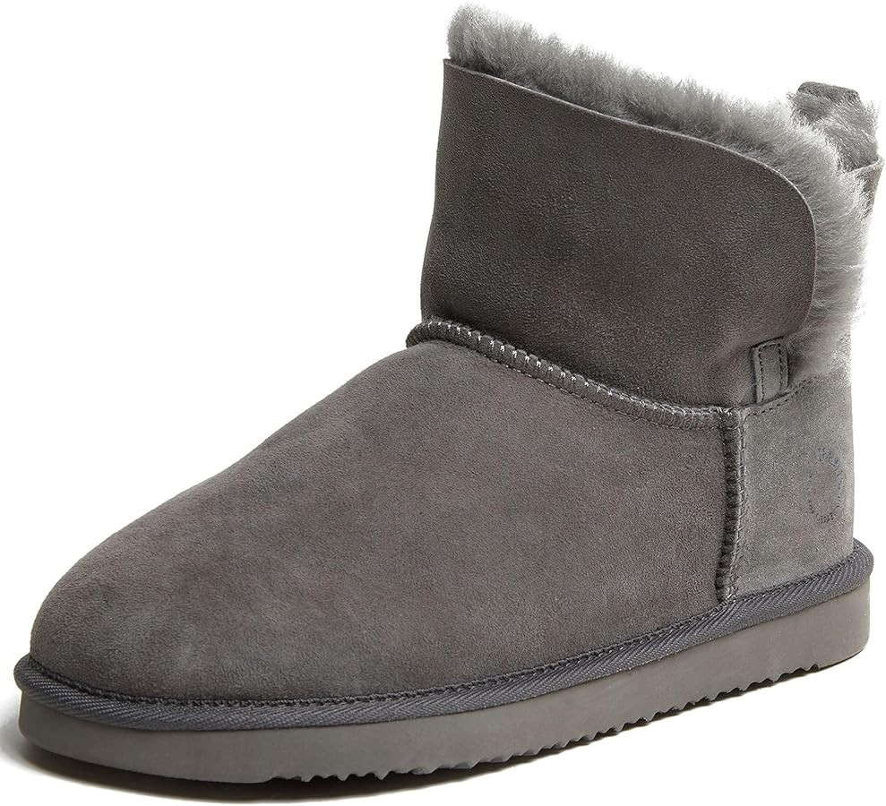 Dearfoams Women's Fireside Genuine Shearling Water Resistant Indoor/Outdoor Foldover Boot | Amazon (US)