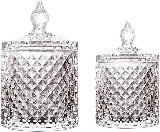 Maypink Crystal Diamond Faceted Jar with Crystal Lid,Suitable as A Candy Dish,Cookie Tin,Biscuit ... | Amazon (US)