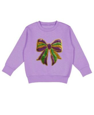 Sweet Wink Little Big Girls Mardi Gras Sequin Bow Patch Sweatshirt | Macy's