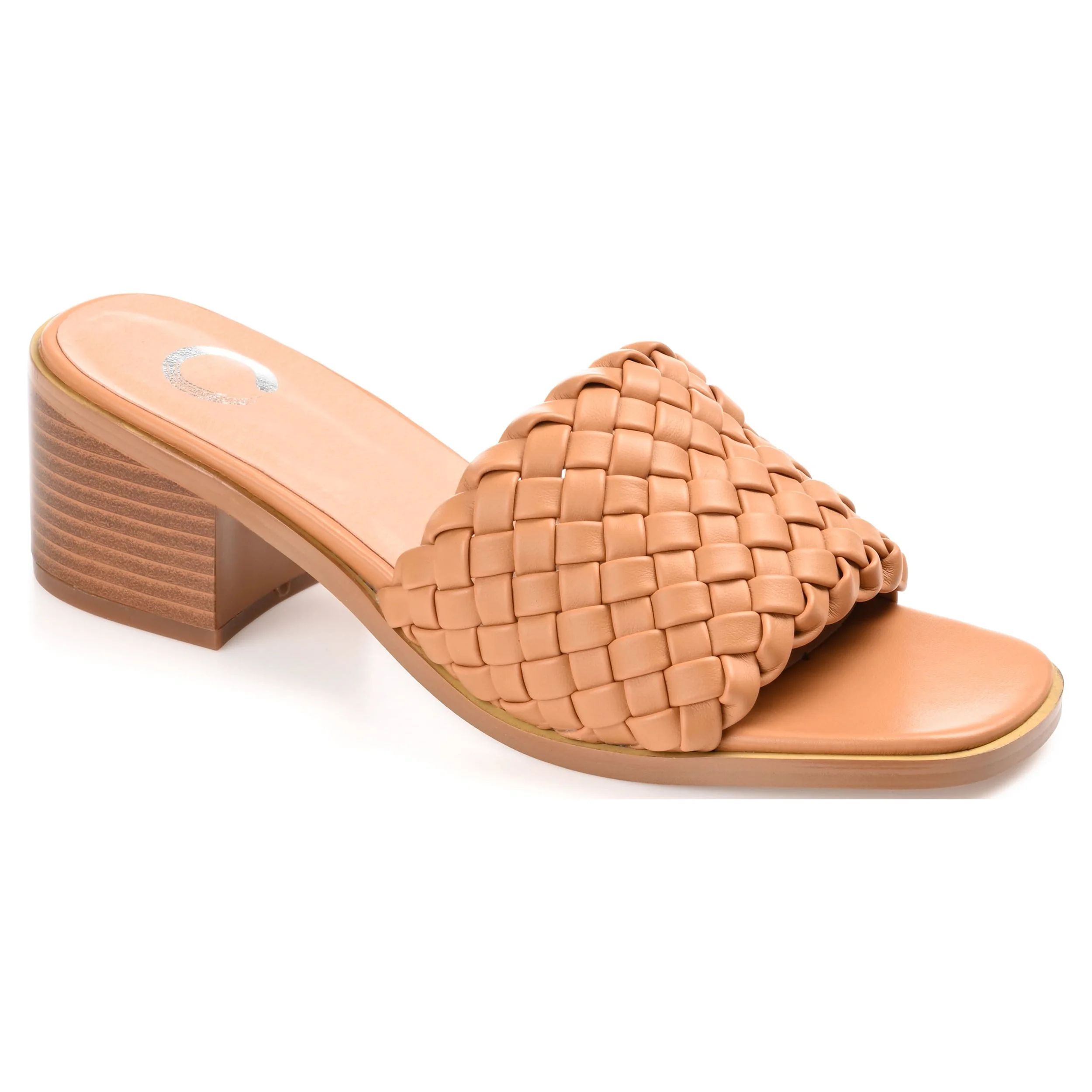 Journee Collection Womens Fylicia Woven Detail Slip On Stacked Heel Sandals | Walmart (US)