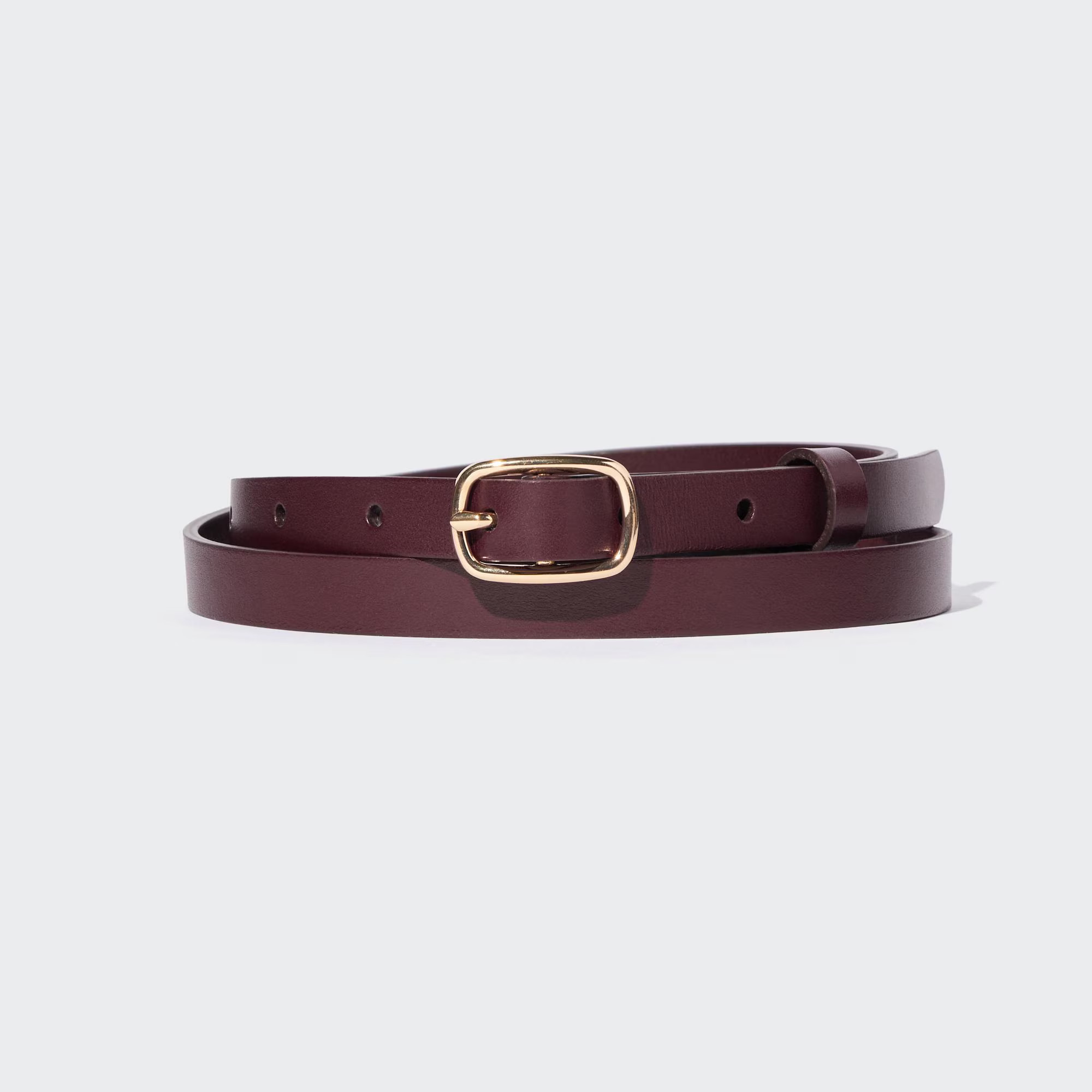 This narrow belt adds a style accent to your outfit. Leather on both sides for a premium look. | UNIQLO (US)