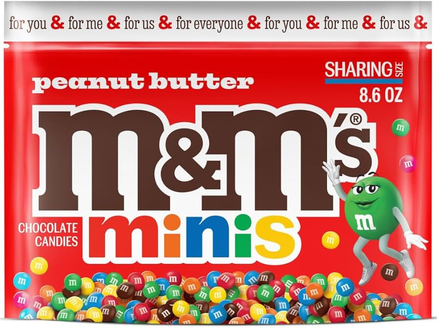 M&M'S Minis Peanut Butter Milk Chocolate Christmas Candy Baking Bits, 8.6 Oz Resealable Bag | Amazon (US)