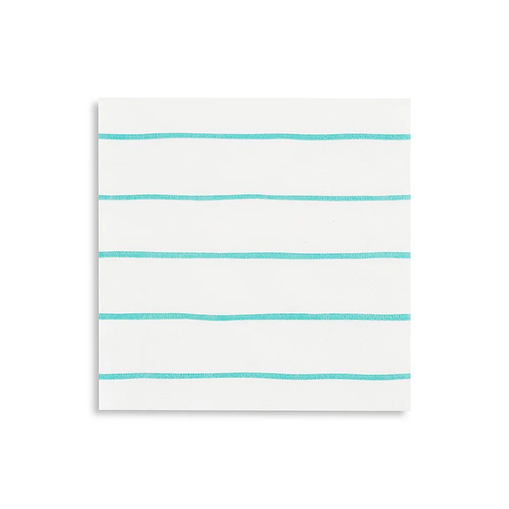 Aqua Frenchie Striped Petite Napkins | Daydream Society