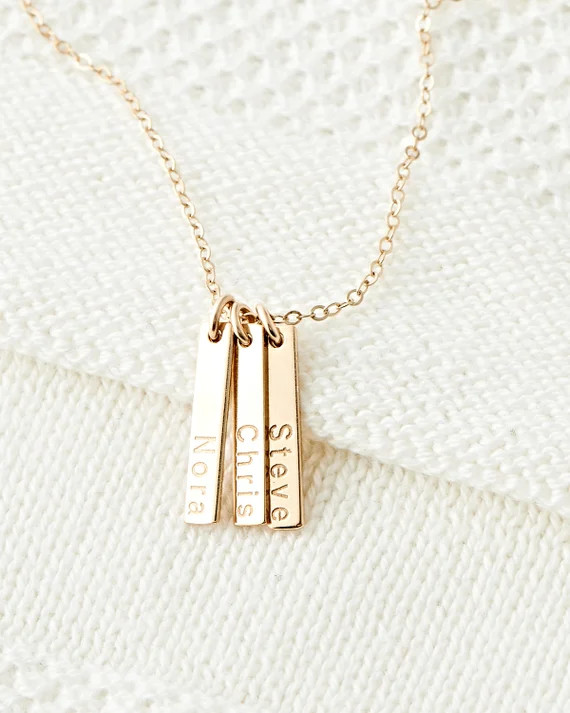 Cute Tiny Personalized Bar Necklace Multiple Dainty Custom | Etsy | Etsy (US)