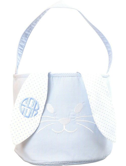 Blue Gingham Bunny Ear Easter Basket - Shipping Early March | Cecil and Lou