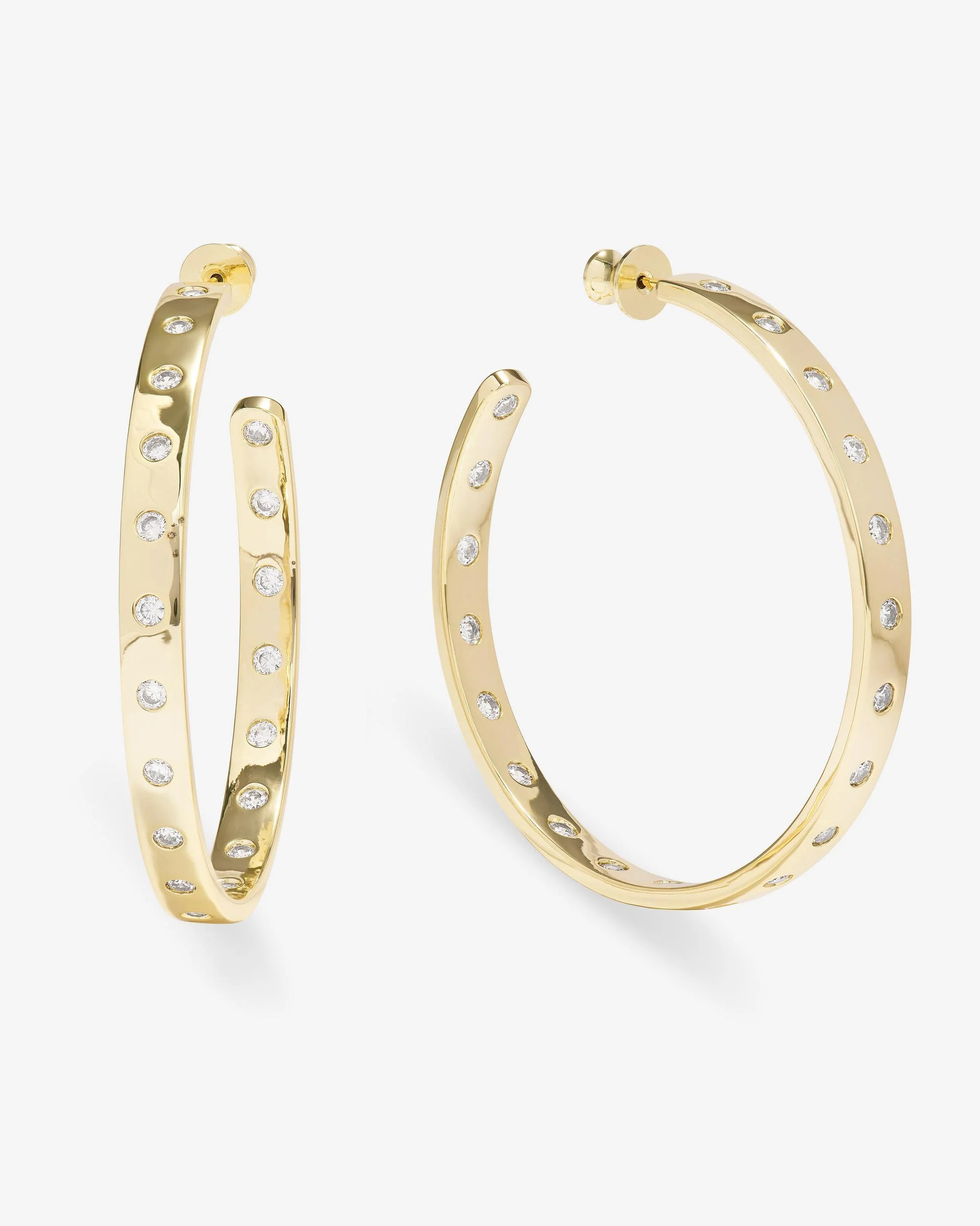 Ashley Rodeo Hoops 2"" - Gold|White Diamondettes | Melinda Maria Jewelry