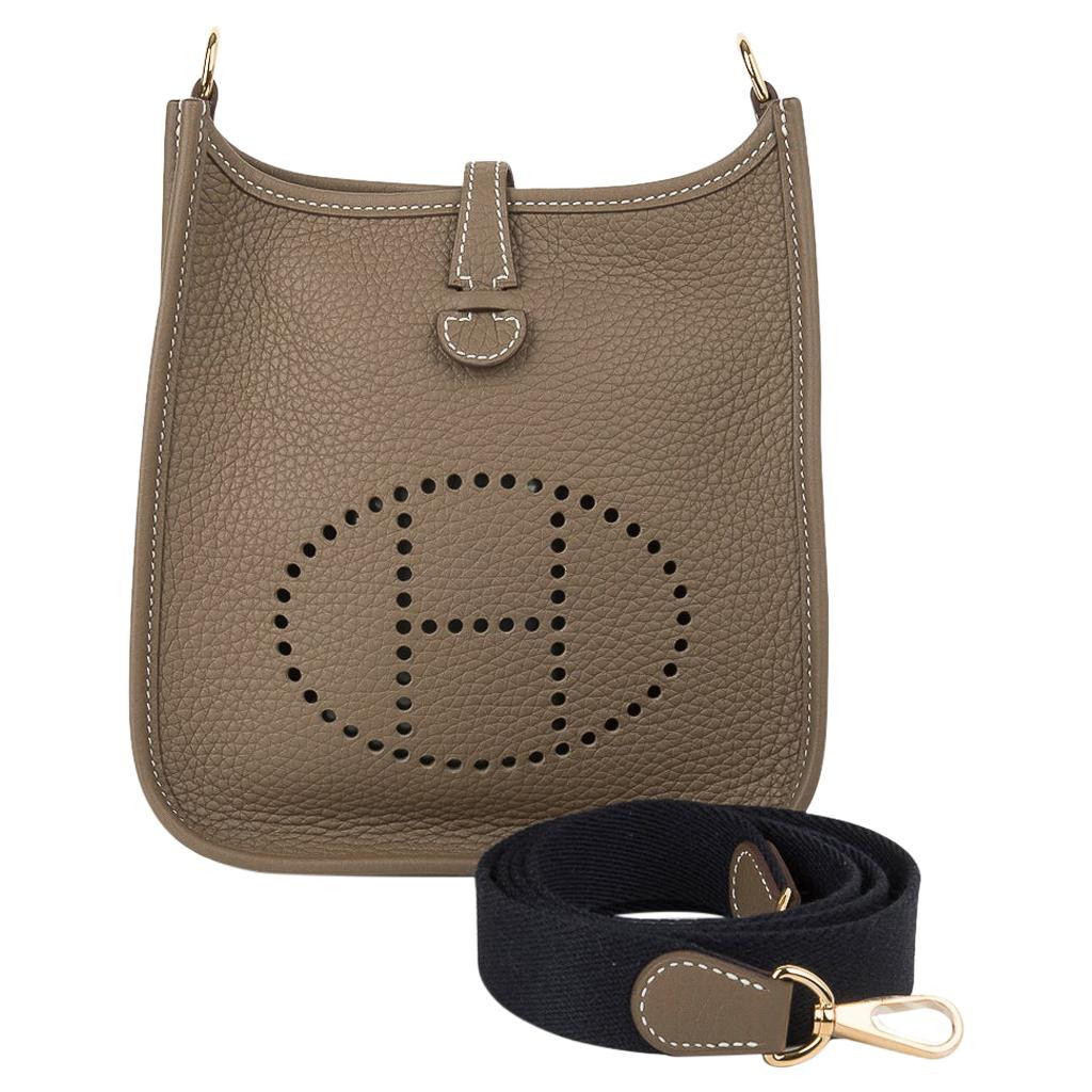 Hermes Evelyne Tpm Etoupe Clemence Navy Strap Gold Hardware New W/box | 1stDibs