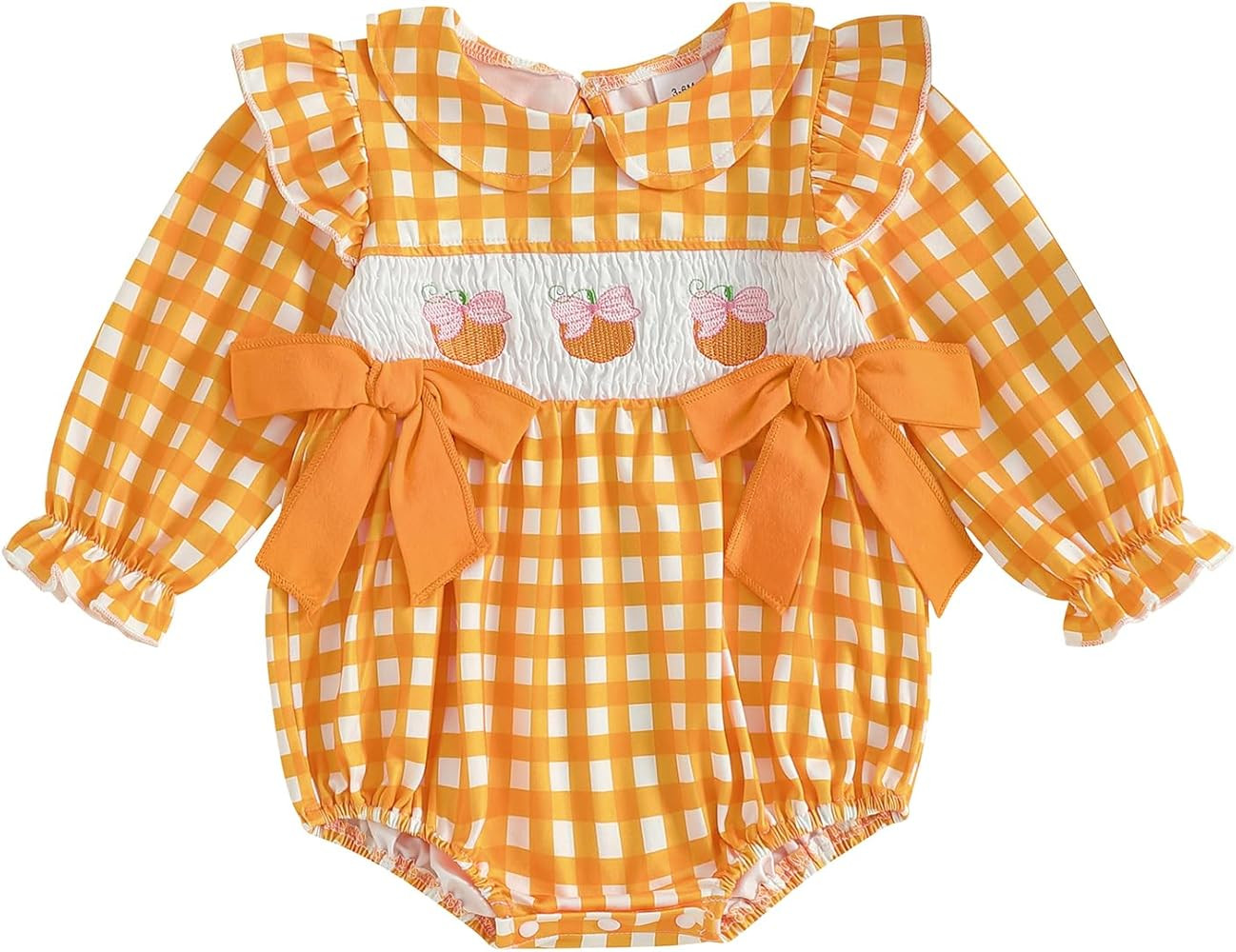 Newborn Baby Girl Halloween Outfit Pumpkin Bubble Romper Long Sleeve Jumpsuit Cute Halloween Baby... | Amazon (US)